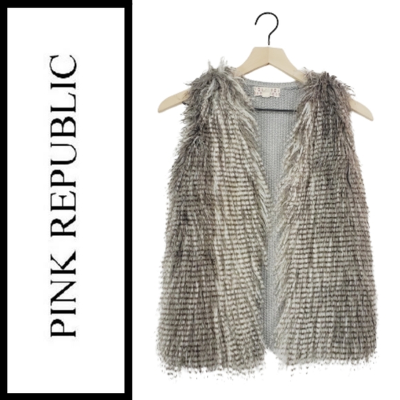 Pink Rose Jackets & Blazers - ♡Pink Rose Knitted Faux Fur Vest♡